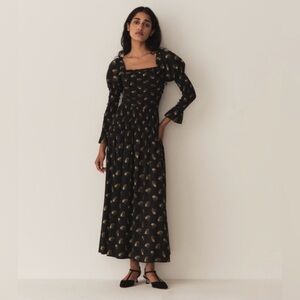 Doen Wilimina Shirred Floral Print maxi dress Buttercup Floral NWT